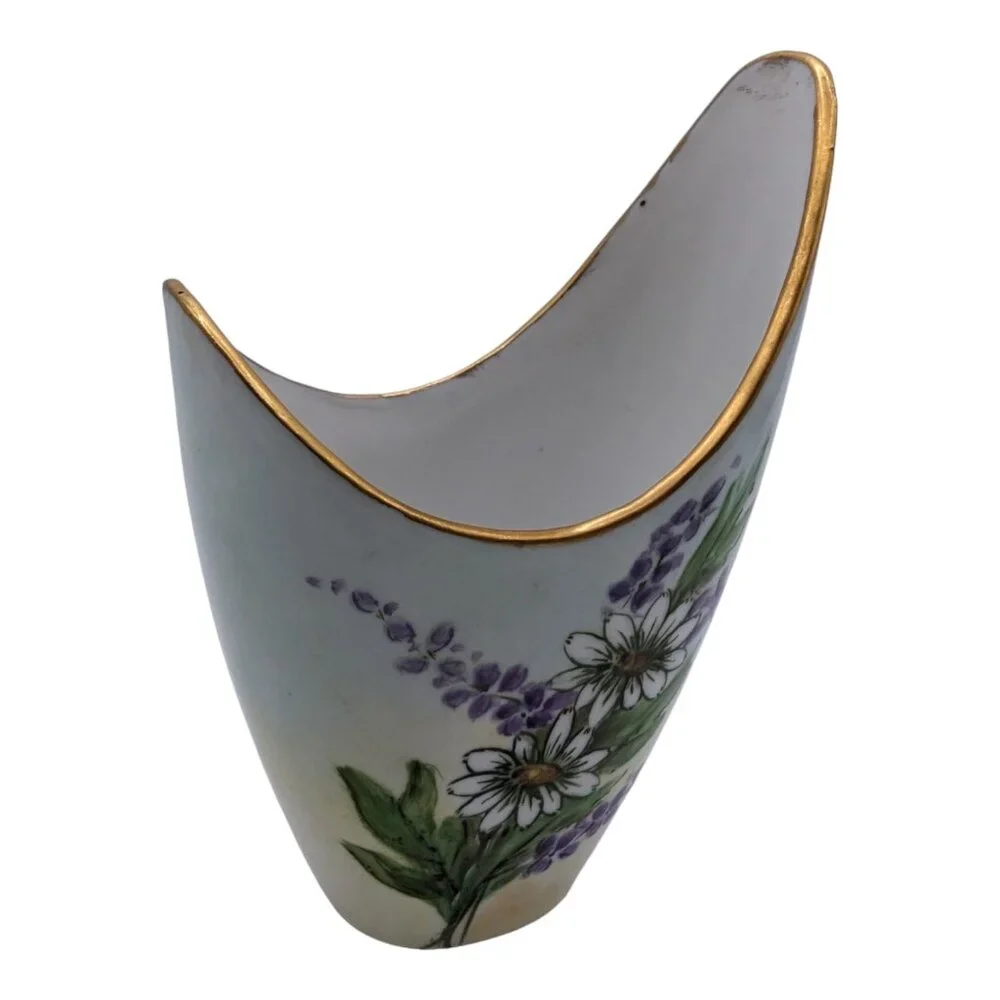 Vintage Hand Painted Porcelain Vase Daisies 5